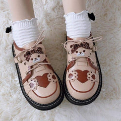 Cute Bear Lace Up Lolita Mary Janes Shoes