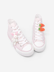Kawaii Pink Rabbit And Carrot Canvas Shoes