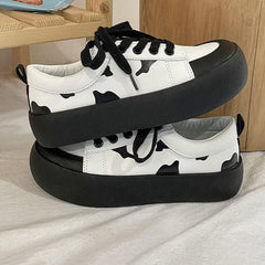 Black and White Cute Cow Shoes