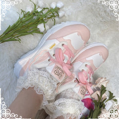 Black/Pink/Blue/Purple Japanese Sweet Flat Platform Shoes