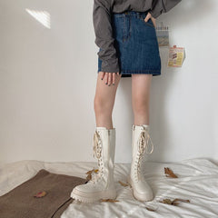 Lace-Up Platform Tall Boots YP245