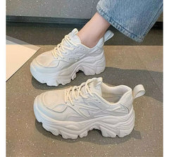 Plain Platform Panel Mesh Sneakers