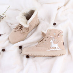 Khaki/Grey Snow Deer Fleece High Boots