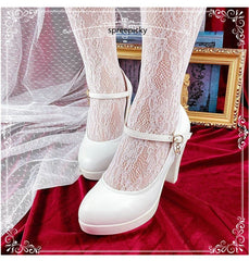 Gothic Lolita Style Black/White High Heels Shoes
