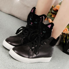 Black/White Kawaii Kitty High Sneakers