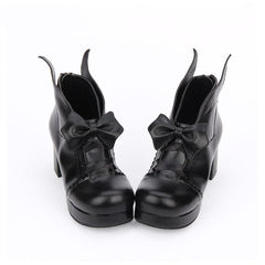 Black Elegant Bow Wing Lolita Boots