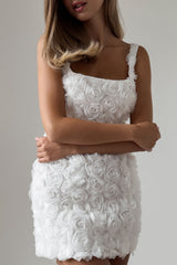 Doris Floral Applique Lace-up Mini Dress