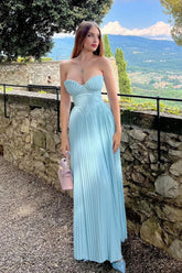 Bella Strappless Pleated Chiffon Maxi Dress