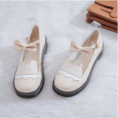 Brown/Black/White Japanese cute bear Sweet Lolita Bowknot Shoes BE522