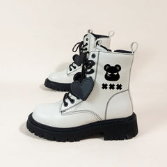 White Kawaii Fashion Autumn Boots Bear Platform Boots