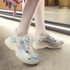 White/Pink Hologram Hallow Out Jelly Shoes