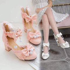 Black/Pink/White Fashion Kawaii Lolita High Heeled Cute Shoes SS1861