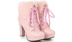 Black/White/Pink/Beige Elegant High-heeled Boots