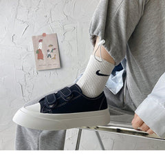 Adhesive Strap Canvas Platform Sneakers YP567