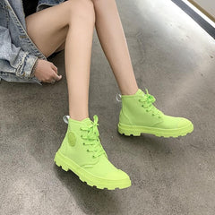 4 Colors Preppy Style Laced Canvas Boots