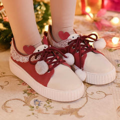 Brown/Red Lace Lolita Shoes