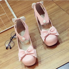 Black/Beige/Pink Sweet Bow Lolita Heels Shoes S12900
