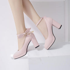 Black/Beige/Pink Sweet Bow High Heels Shoes