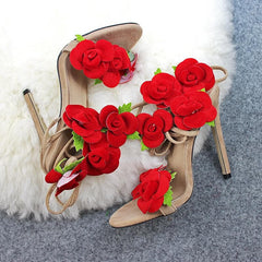Sweet Rose Laced High Heels Sandals