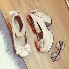 Black/Beige/Pink Sweet Bow Lolita Heels Shoes S12900