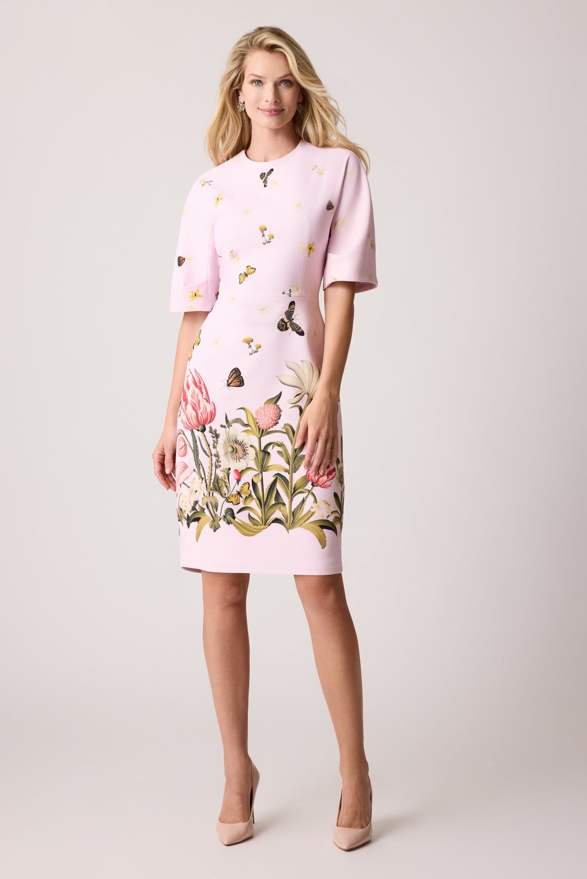 Rosalind Butterfly Printed Short Sleeves Mini Dress
