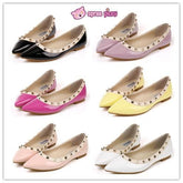 6 Colors Rivet Woman PU Flats Shoes Pointed Shoes