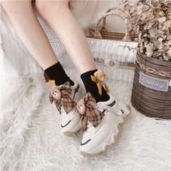 Kawaii Sweet Bear Cartoon Bow Lace Up Sneakers SS2124
