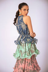 Cynthia Printed Tiered Ruffle Maxi Dress