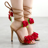 Sweet Rose Laced High Heels Sandals