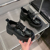 Faux Leather Lace-Up Platform Shoes