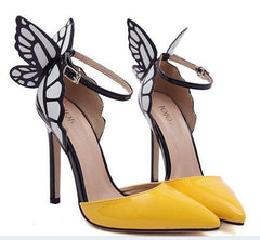 Yellow/Purple/Black Sweet Butterfly High Heel Sandals