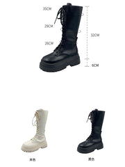 Lace-Up Platform Tall Boots YP245