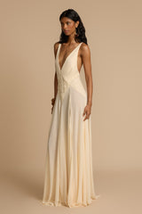 Cecilia Plunge Neck Chiffon Maxi Dress