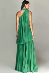 Sylvia Pleated Layered Chiffon Maxi Dress