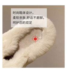 Buckled Fleece Platform Slide Sandals