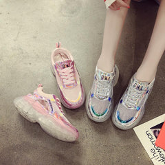 White/Pink Hologram Hallow Out Jelly Shoes