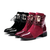 Black/Wine PU Velvet Laced Martin Boots