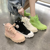 4 Colors Preppy Style Laced Canvas Boots