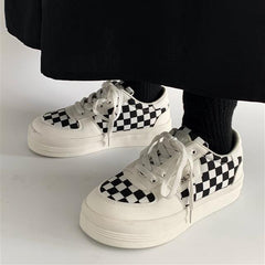 Harajuku Black and White Grid Sneakers FY013