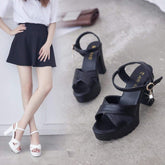 Black/White Summer Spring Cute Heels Sandals Shoes