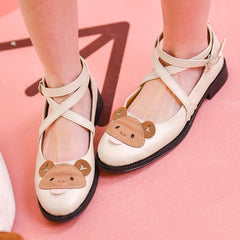 Apricot Kawaii Lolita Bear Shoes