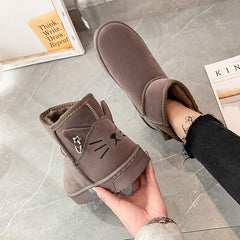 Black/Grey/Beige/Khaki Cute Cat Snow Boots