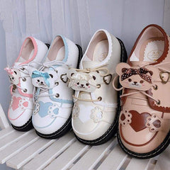 Cute Bear Lace Up Lolita Mary Janes Shoes
