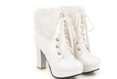 Black/White/Pink/Beige Elegant High-heeled Boots