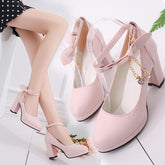 Black/Beige/Pink Sweet Bow High Heels Shoes