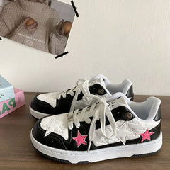Pink Star Sneakers in Black