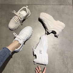Faux-Leather Platform Sneakers