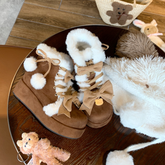 Kawaii Sweet Plush Warm Cute Bowknot Winter Snow Boots BE514
