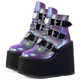 4 Styles Irridescent Platform High Heels Straps Boots