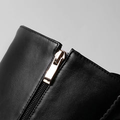 Black/Red/Pink/White Plus Size High Heels Lolita Sweet Zip Up Long Boots BE509